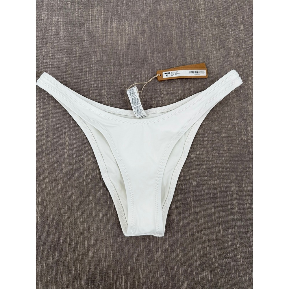 SKIMS Recycled Swim Cheeky Tanga Bikini Bottom Snow White Size S Small NWT